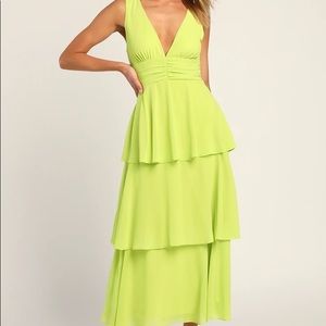 Lime Green Tiered Dress